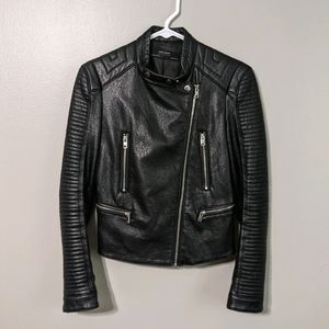 Zara black leather jacket size XS